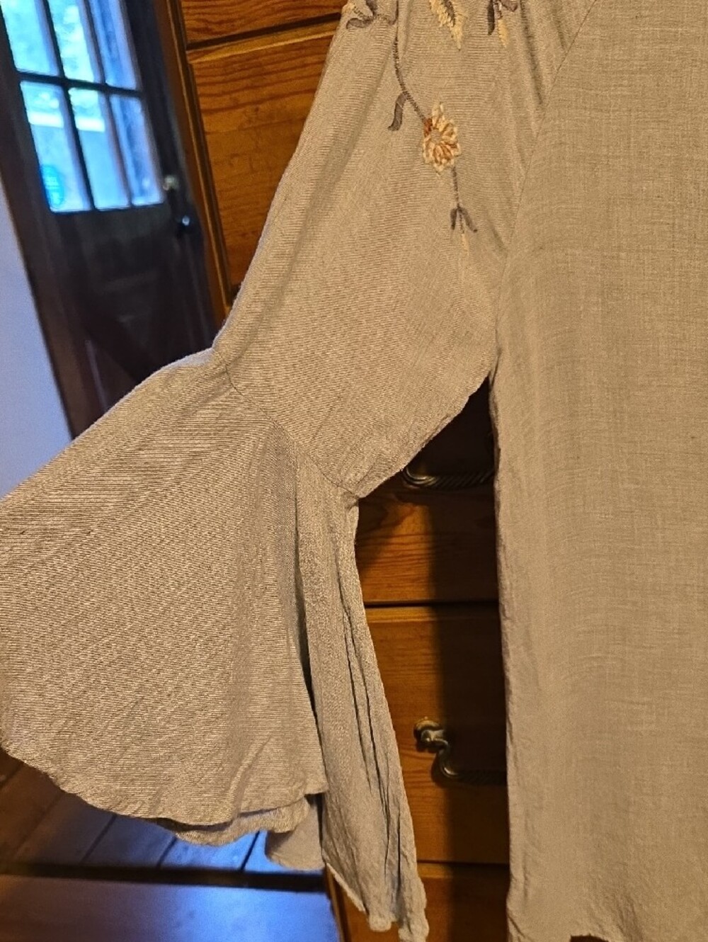 LC Lauren Conrad Light Blue Embroidered Bell Sleeve Blouse - Picture 4 of 8